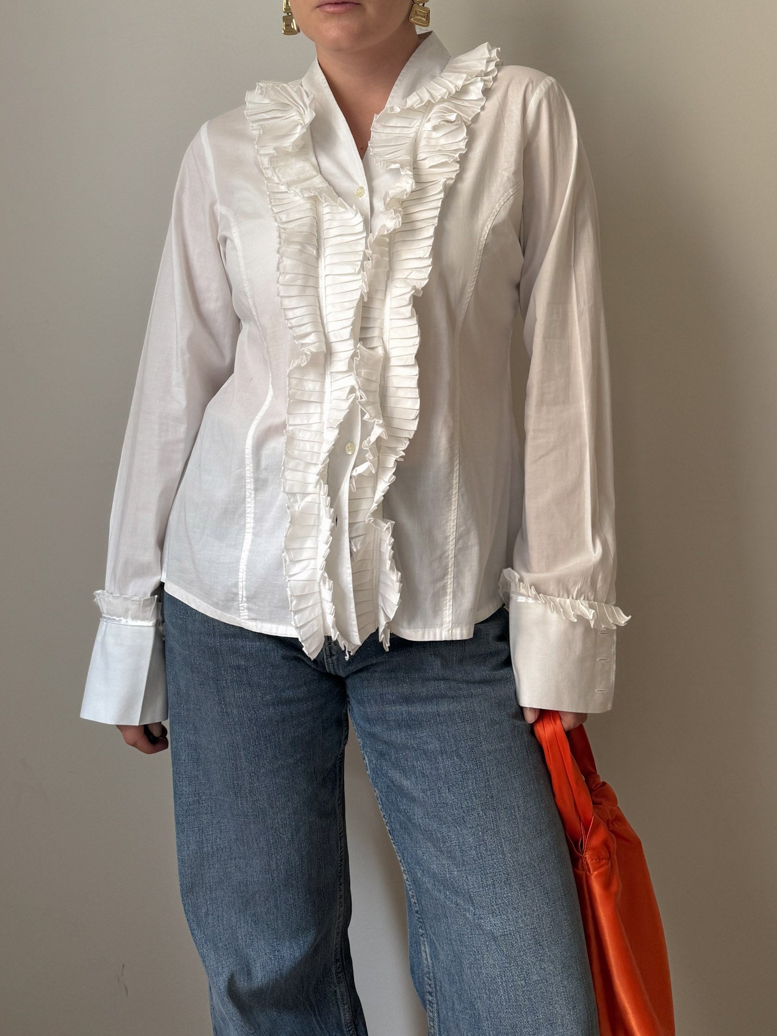 Pure cotton rouches blouse