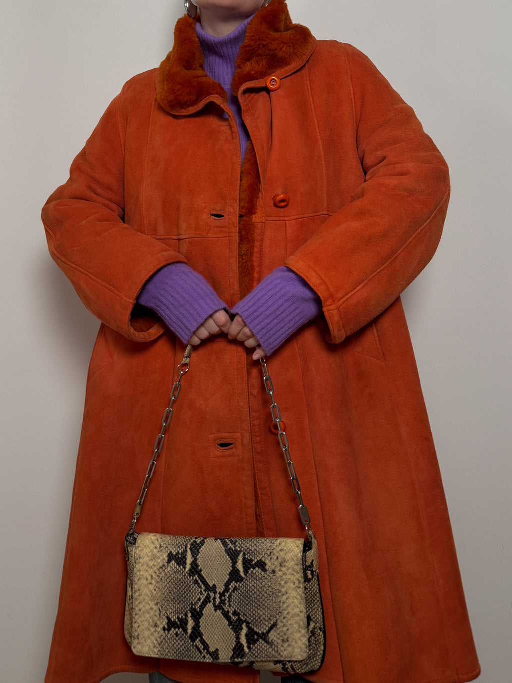 Original shearling orange coat