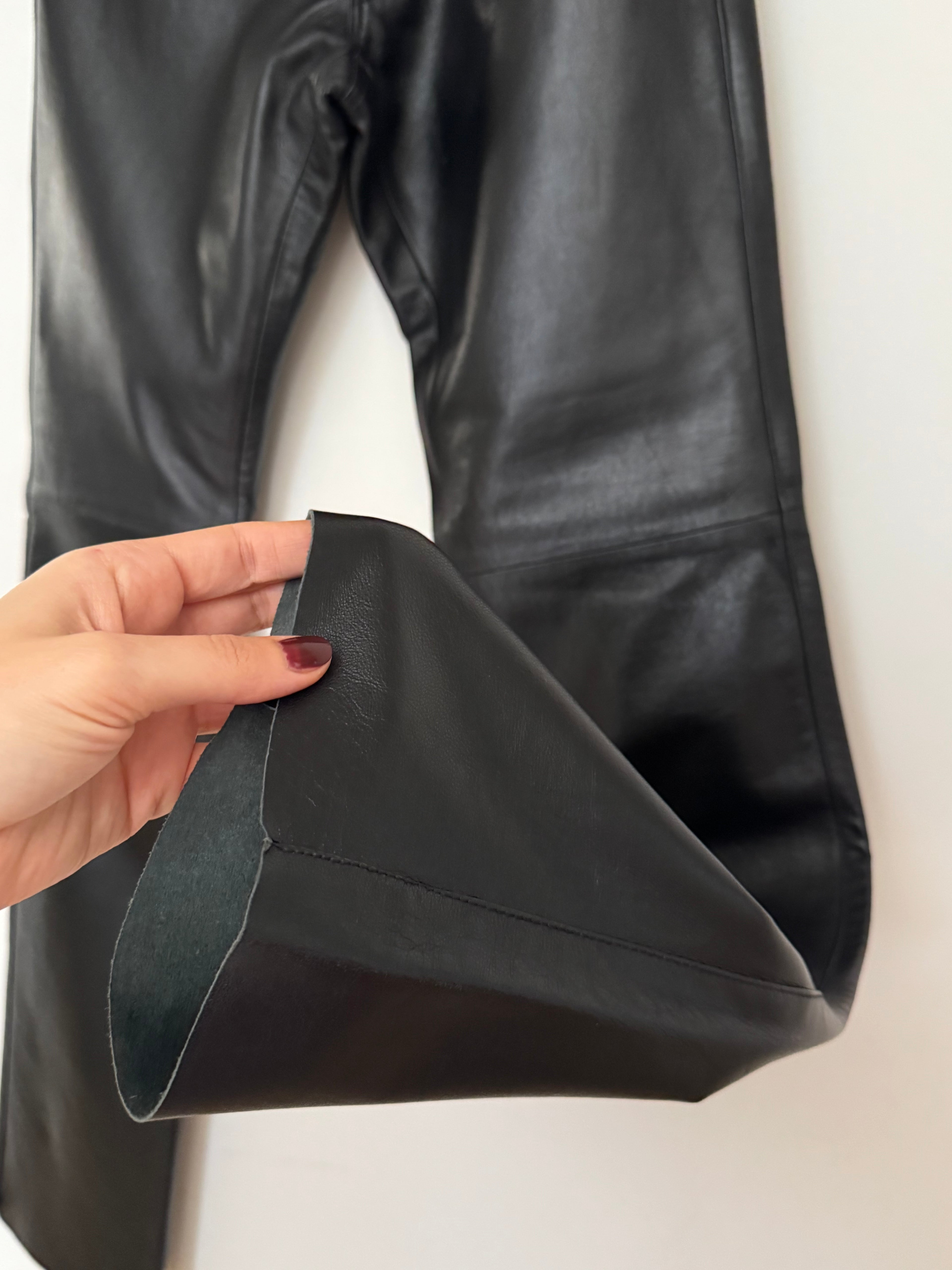 Real leather black pants