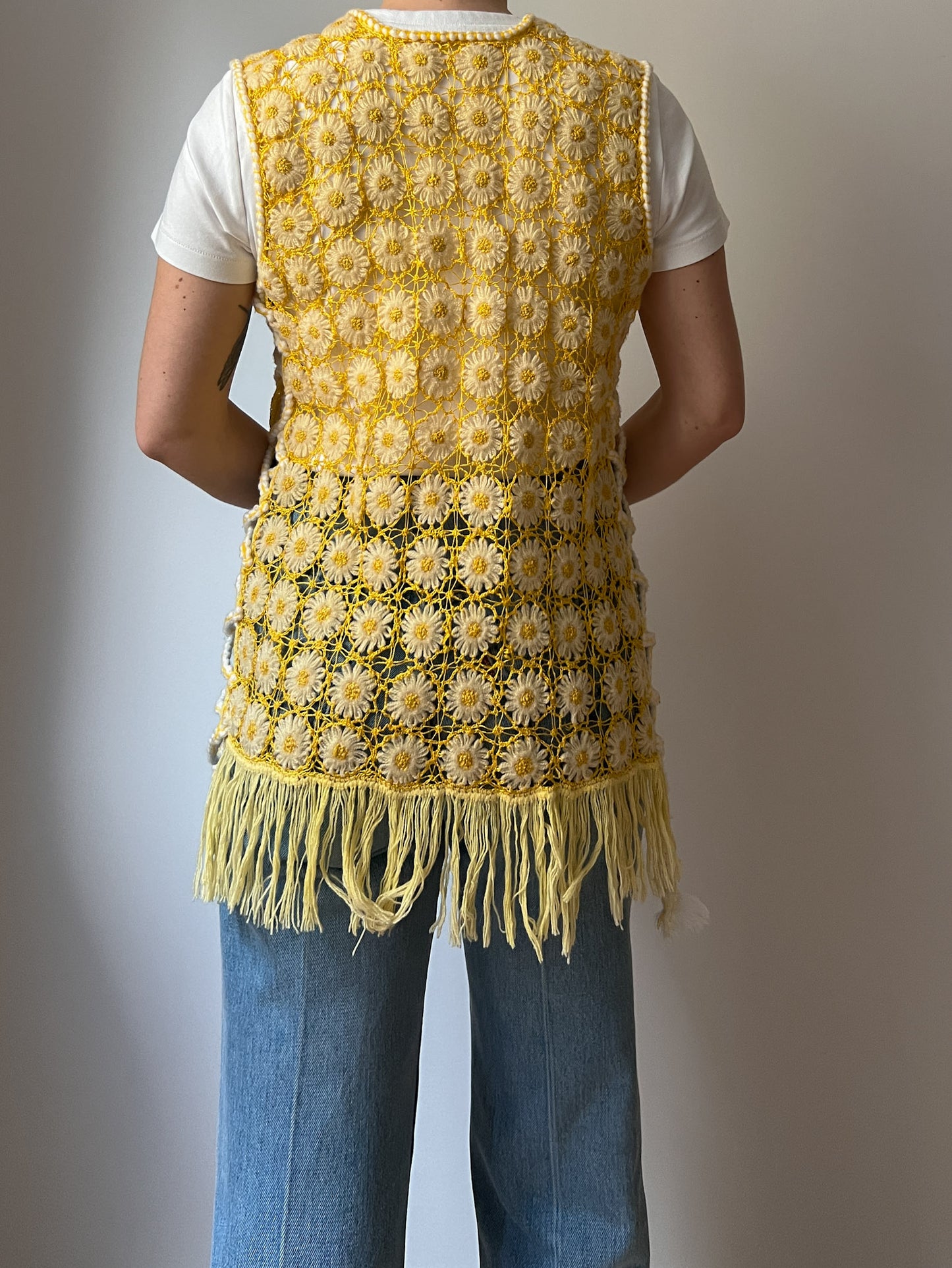 Floral crochet gilet