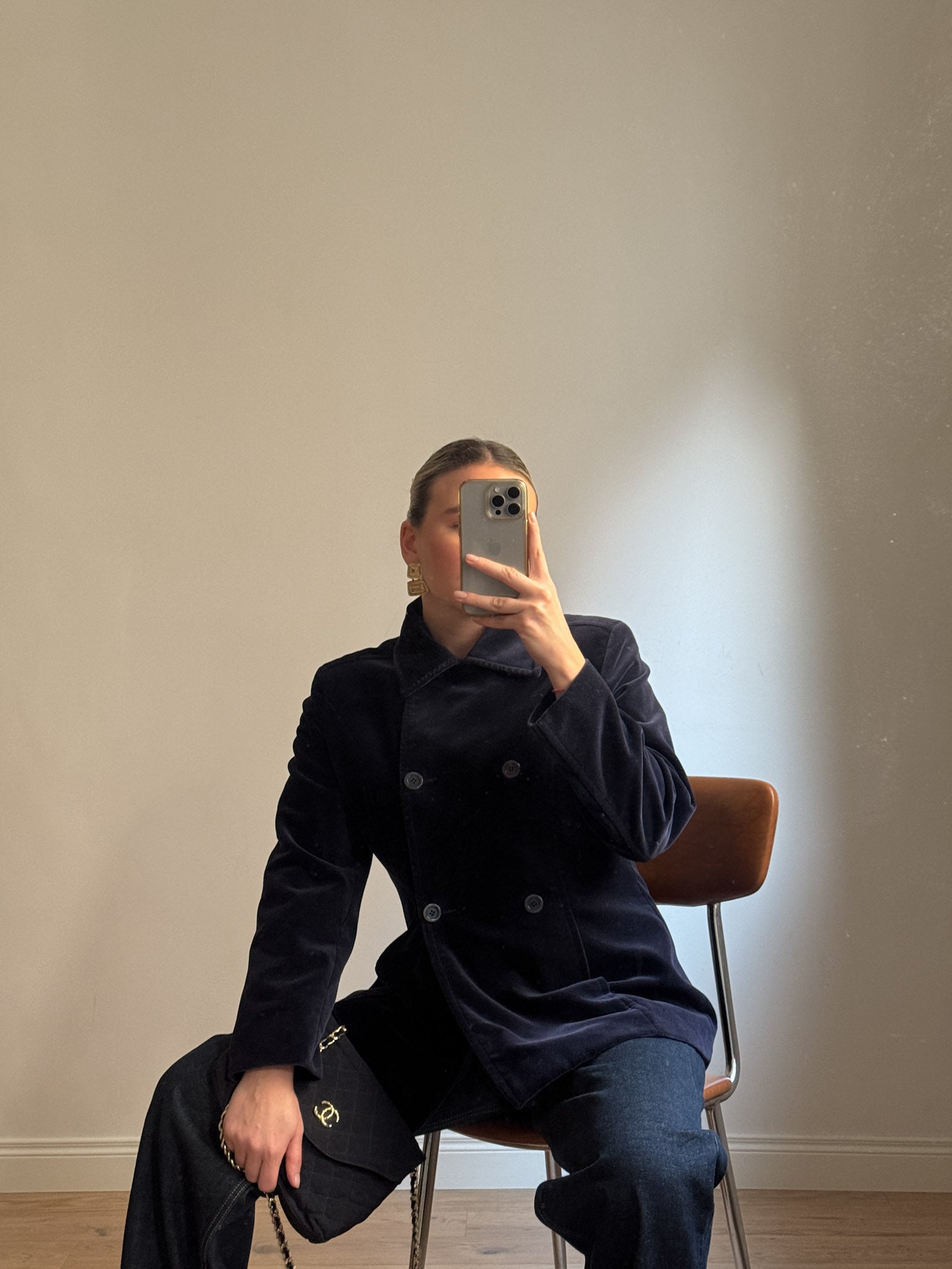 Cotton velvet blue blazer