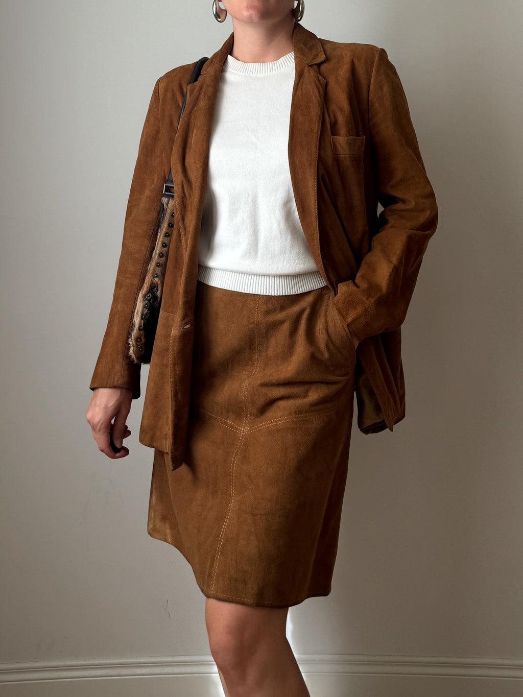 Real suede caramel coord