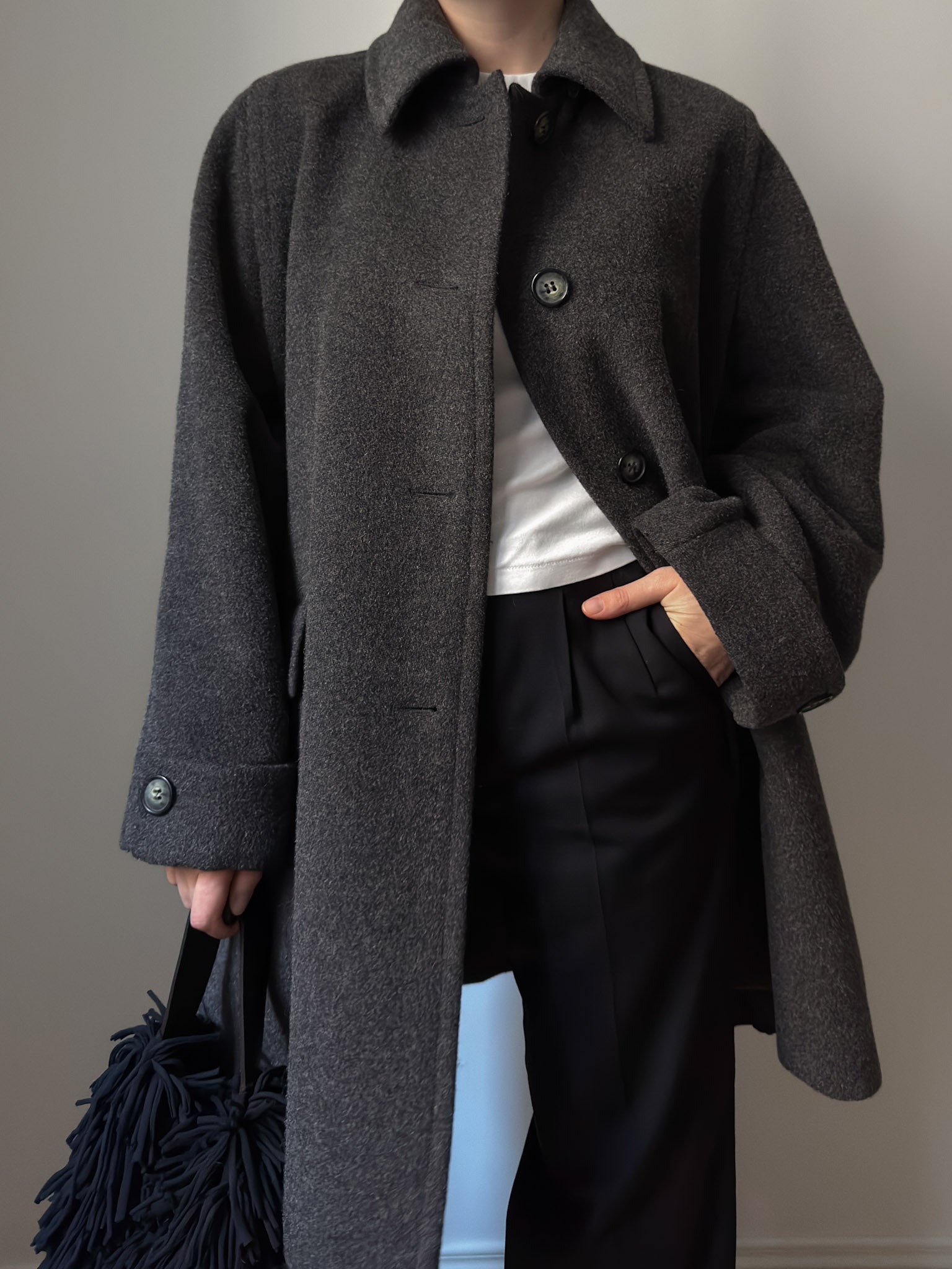 Wool and alpaca grey caban