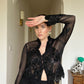 Beads sheer black blouse