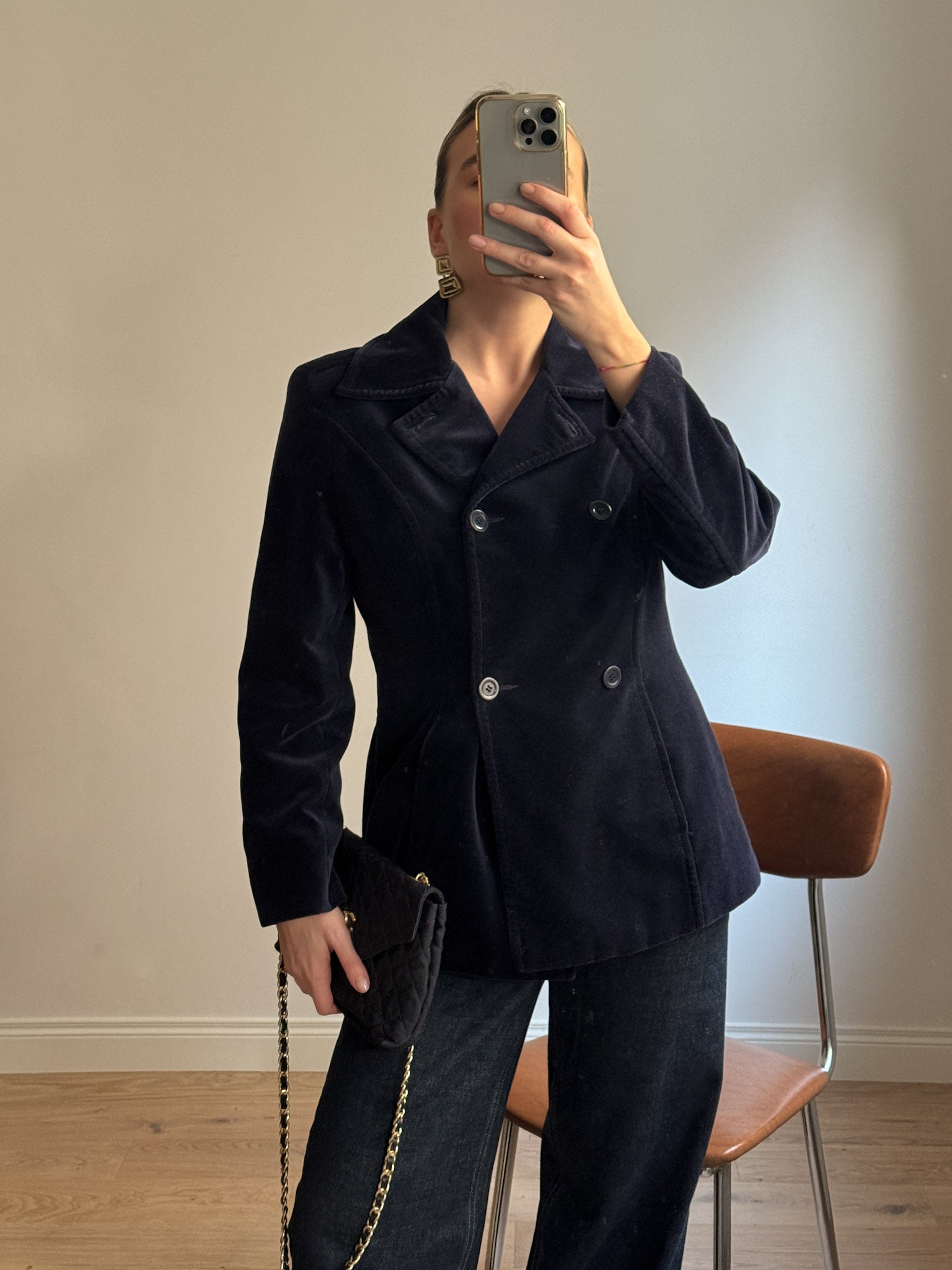 Cotton velvet blue blazer
