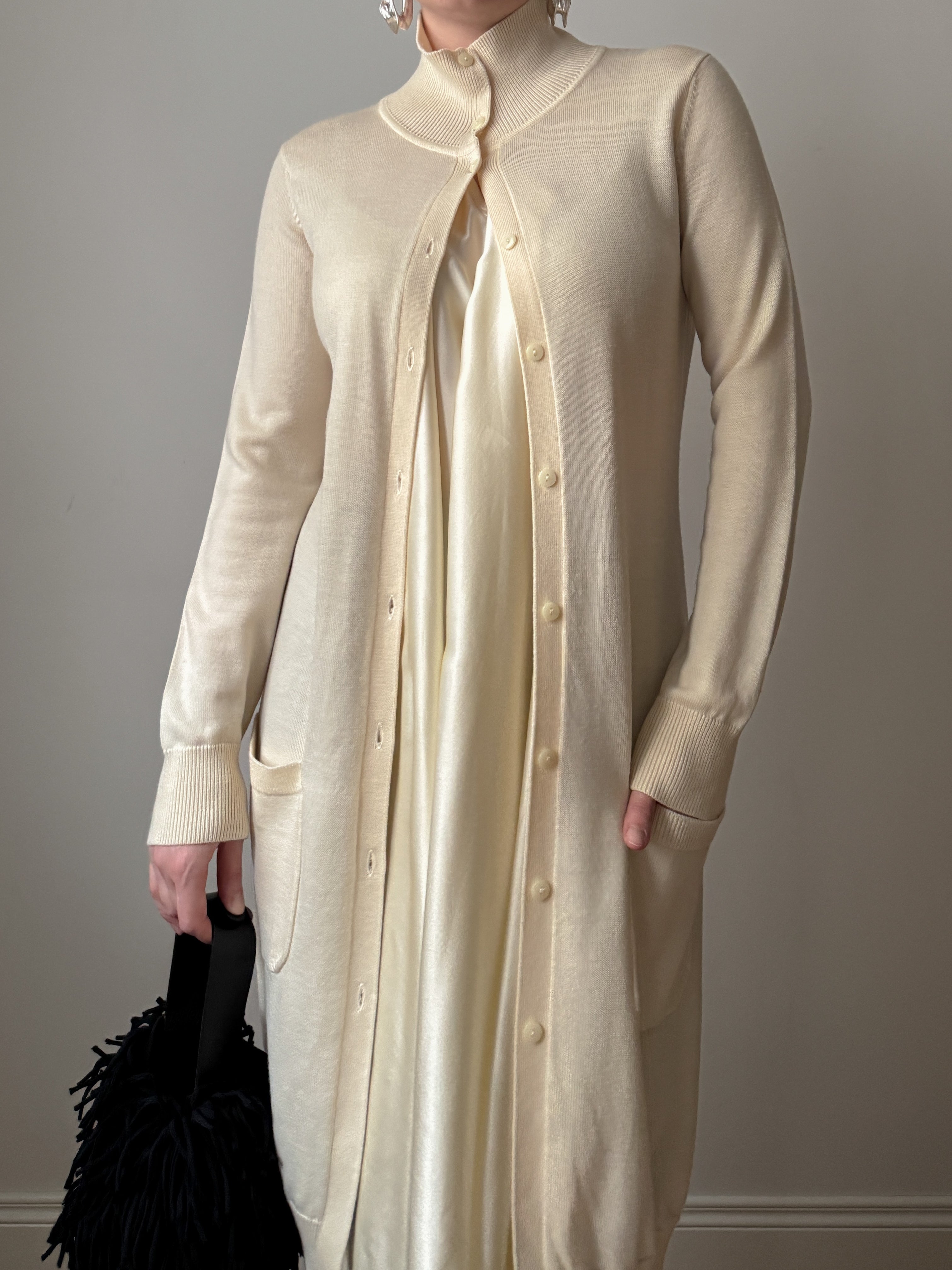 Roberto Cavalli Class wool and silk ivory dress