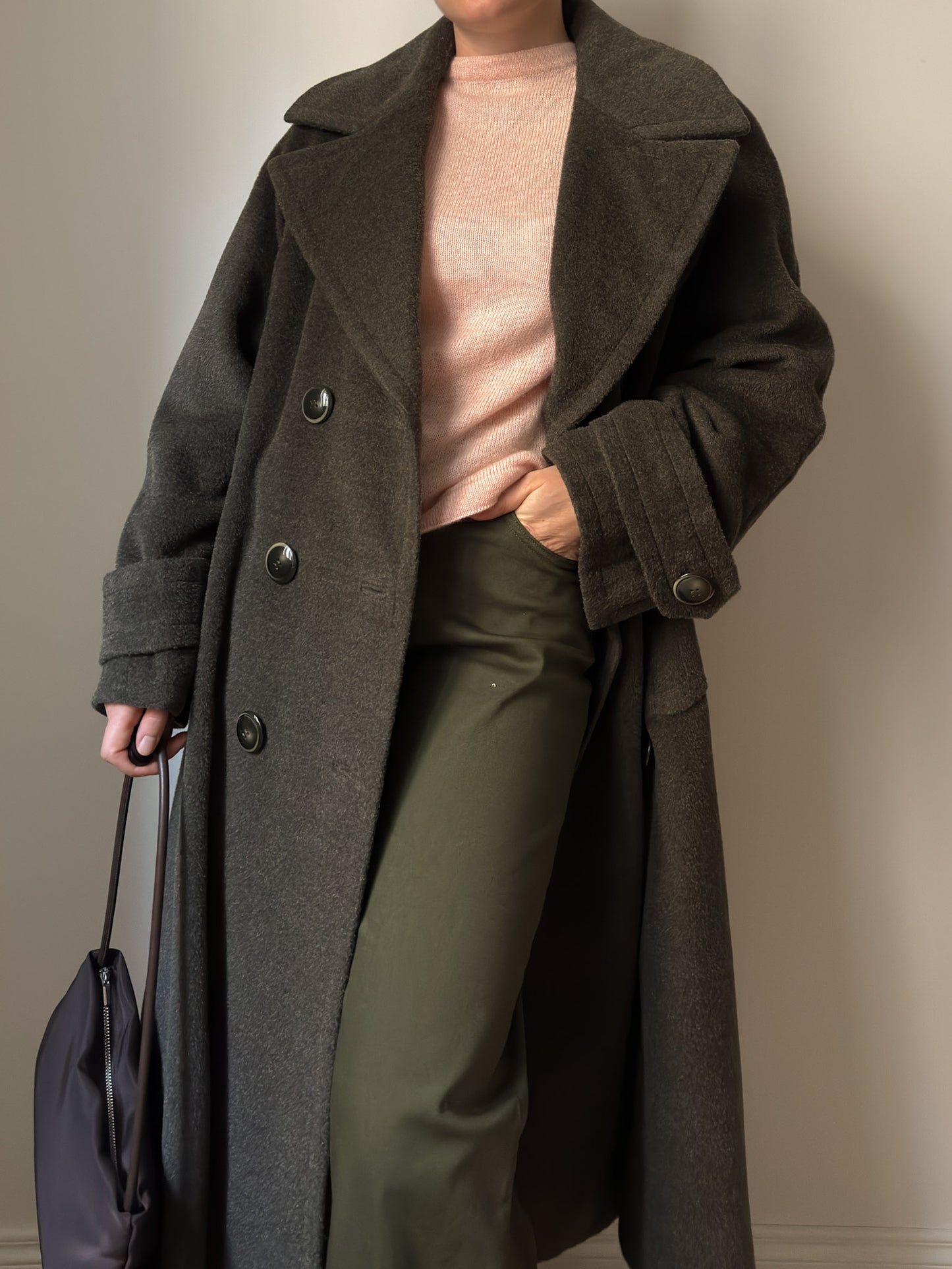 Wool and mohair olive coat