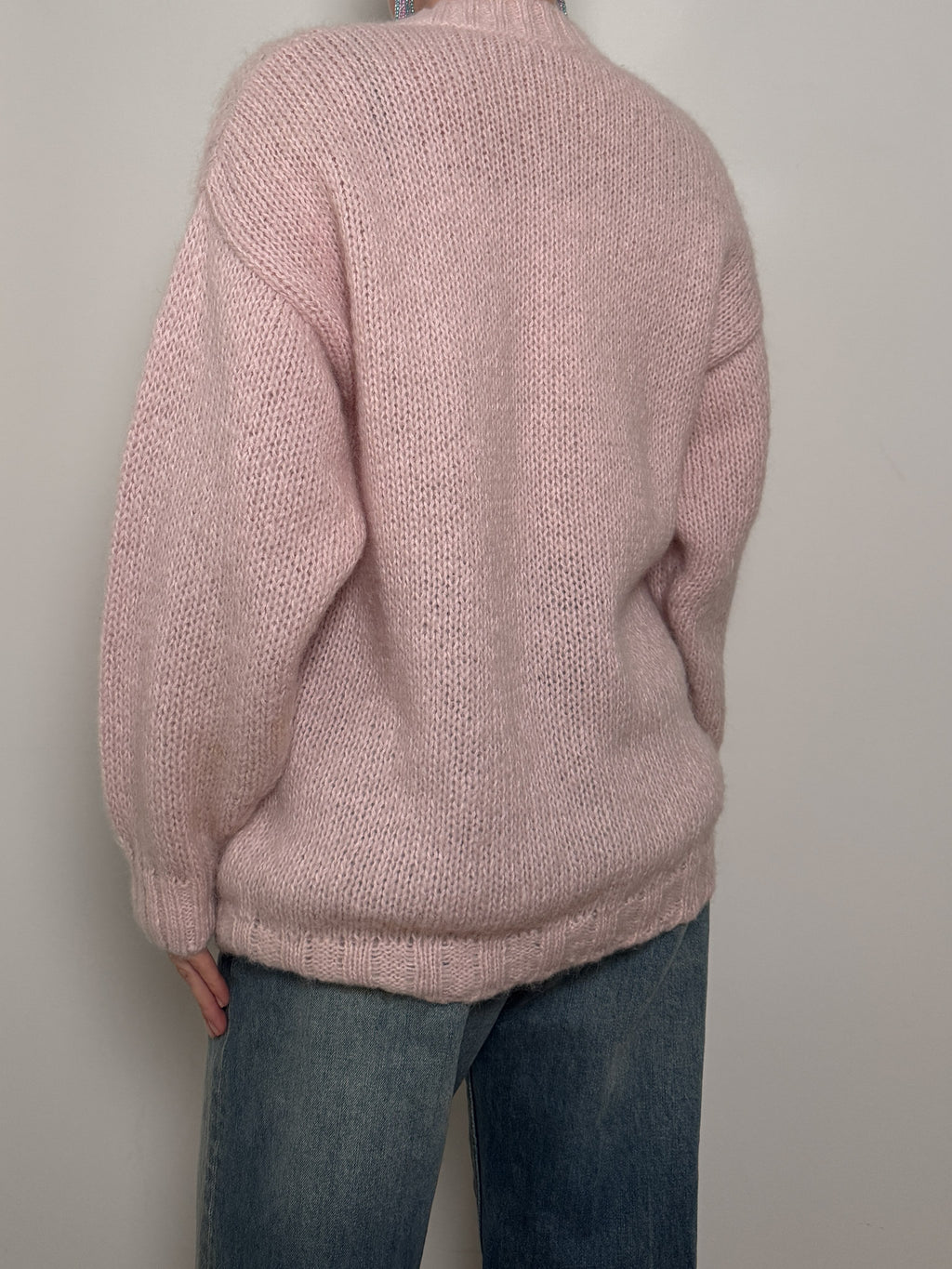 Pure wool embroidered pink cardigan