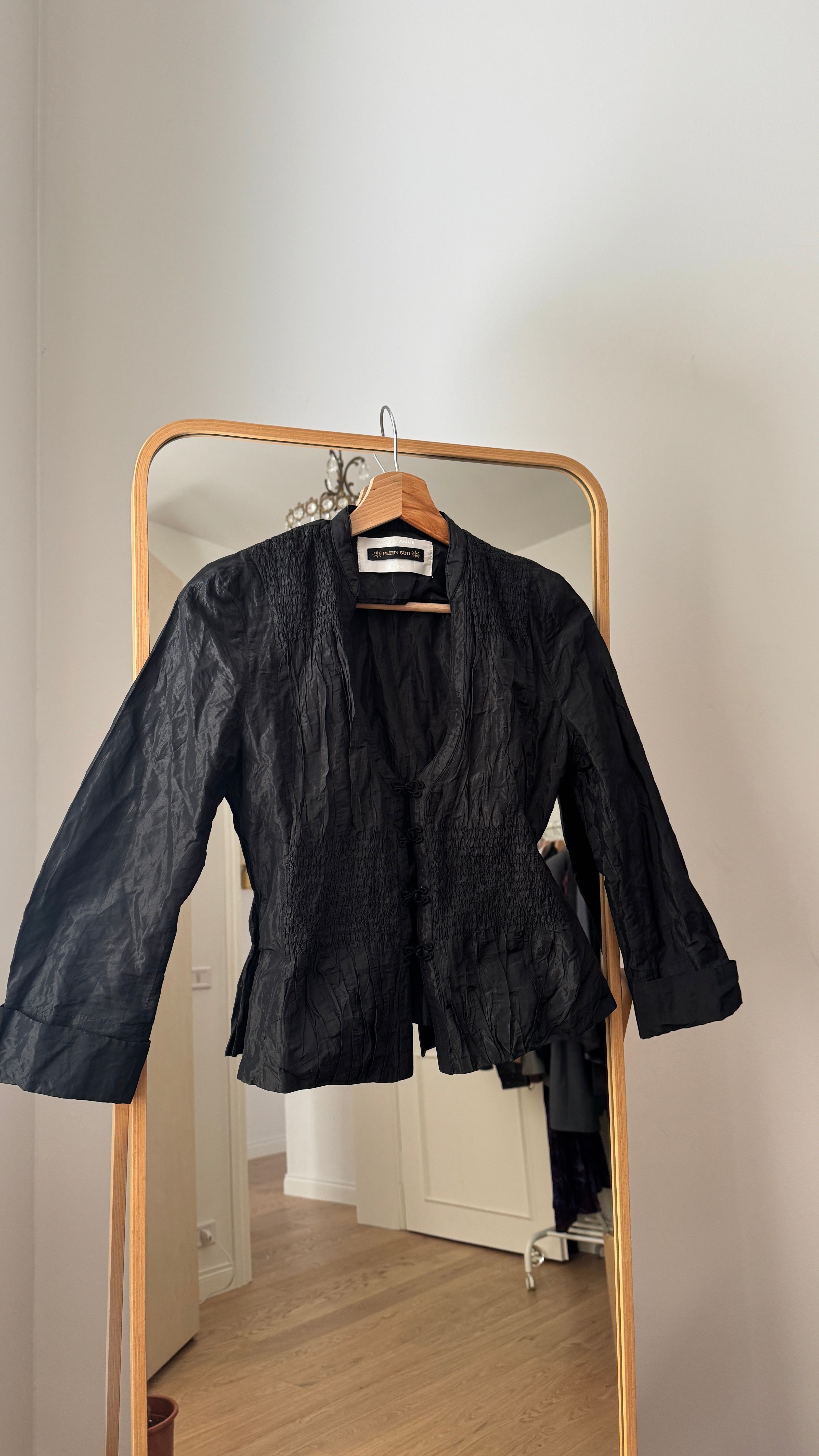 Blusa vintage con arricciature in vita in fibra sintetica e cotone