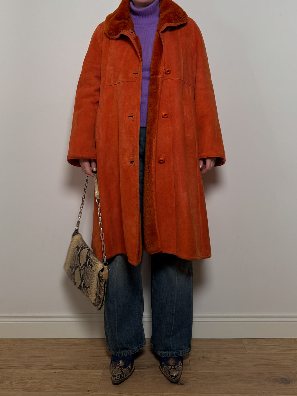 Original shearling orange coat