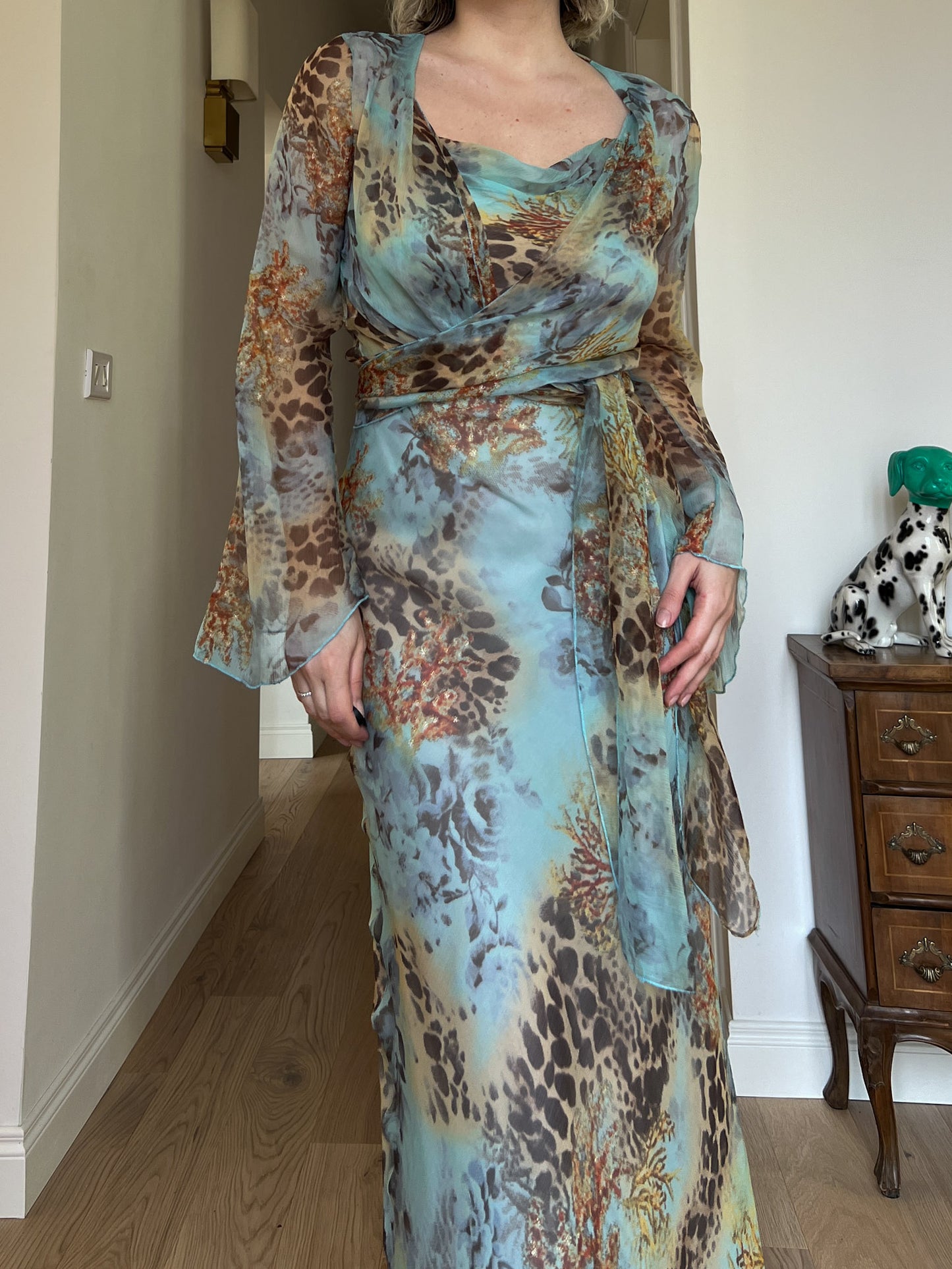 Pure silk animalier dress