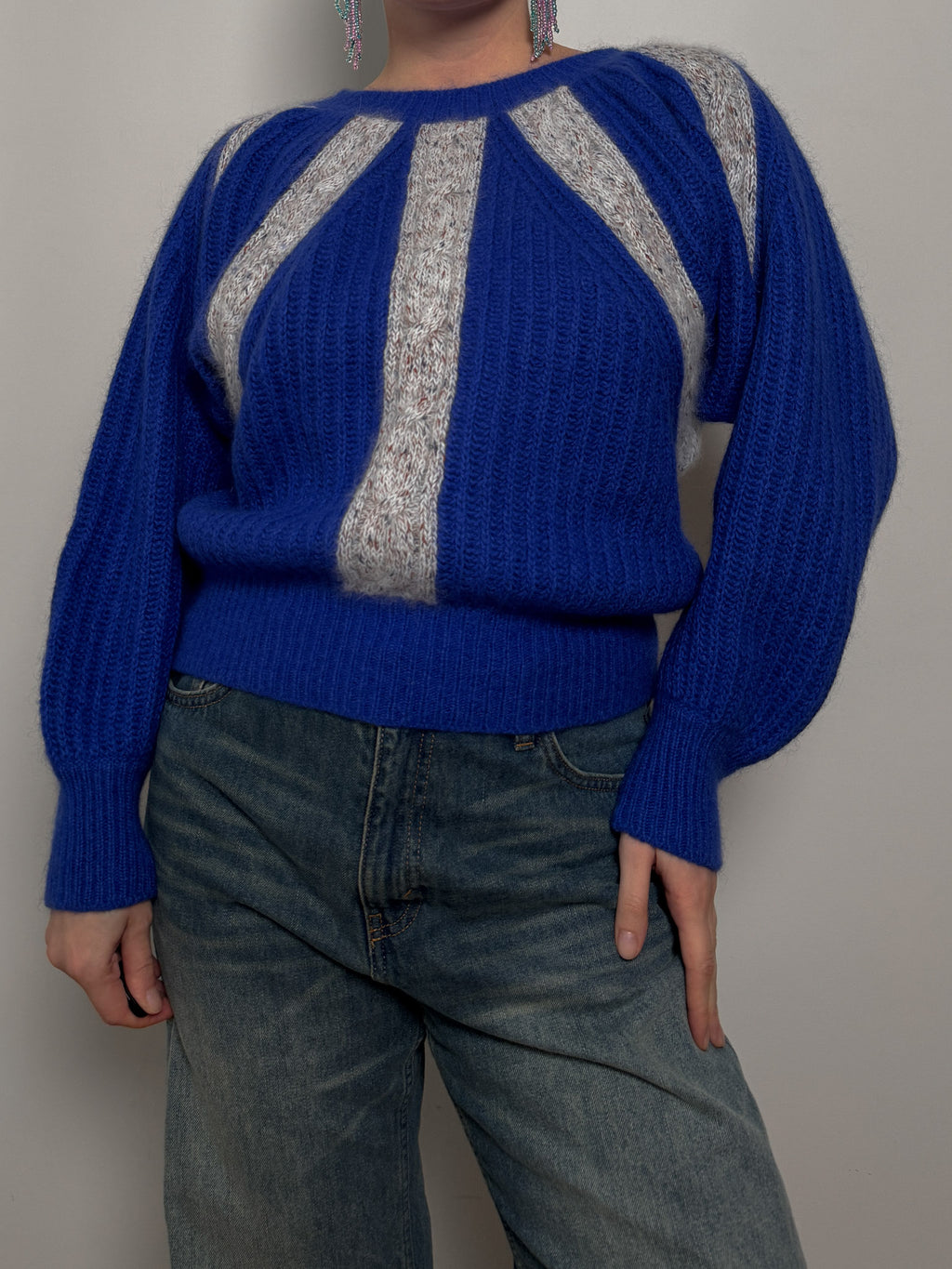 Wool and angora blue pull