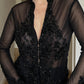 Beads sheer black blouse