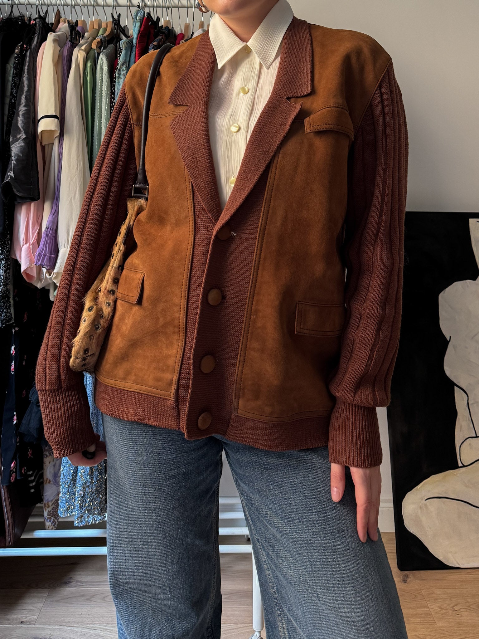 Wool and suede caramel jacket