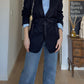 Brando pinstriped blue wool