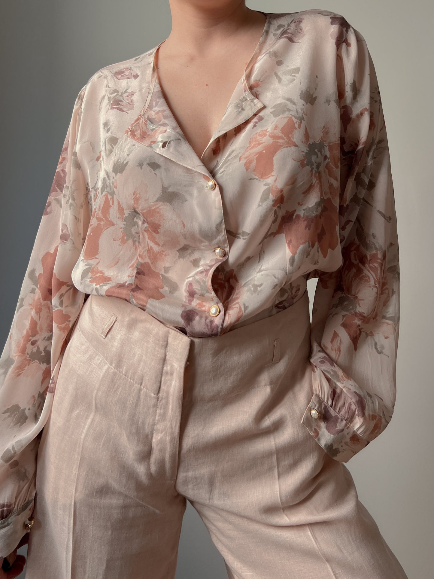 Silk blend floral blouse