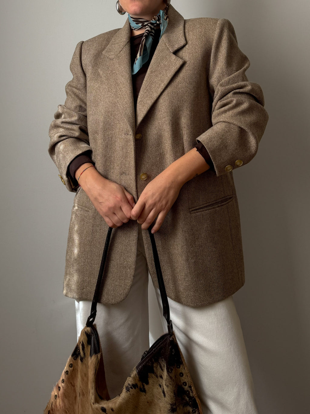 Pure wool herringbone blazer