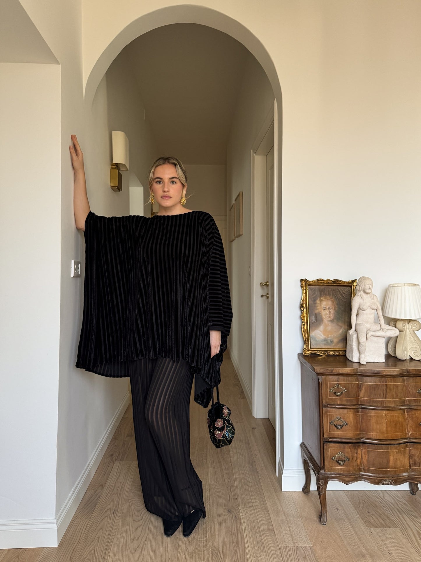 Velvet and sheer black set