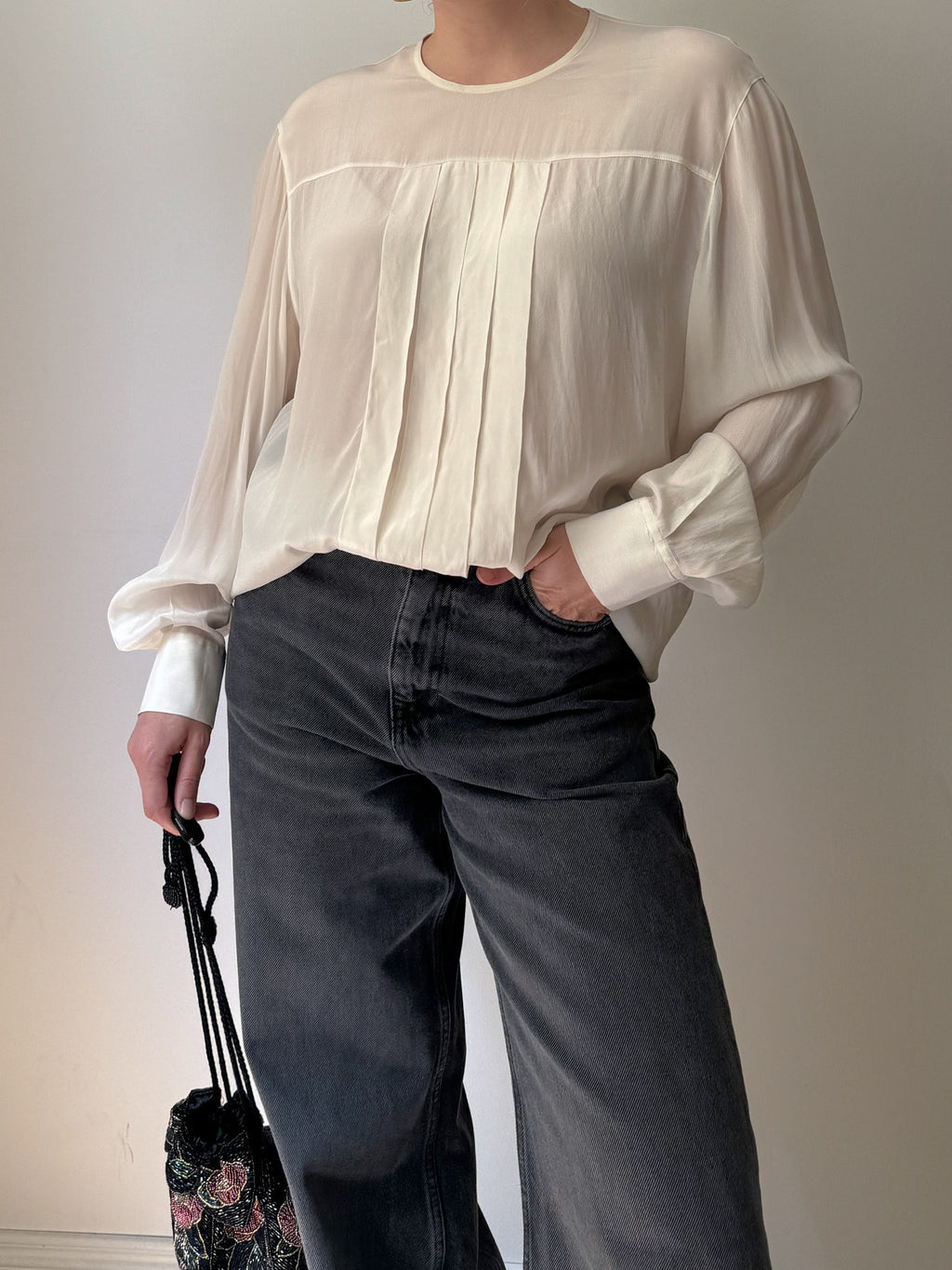 Silk blend ivory blouse
