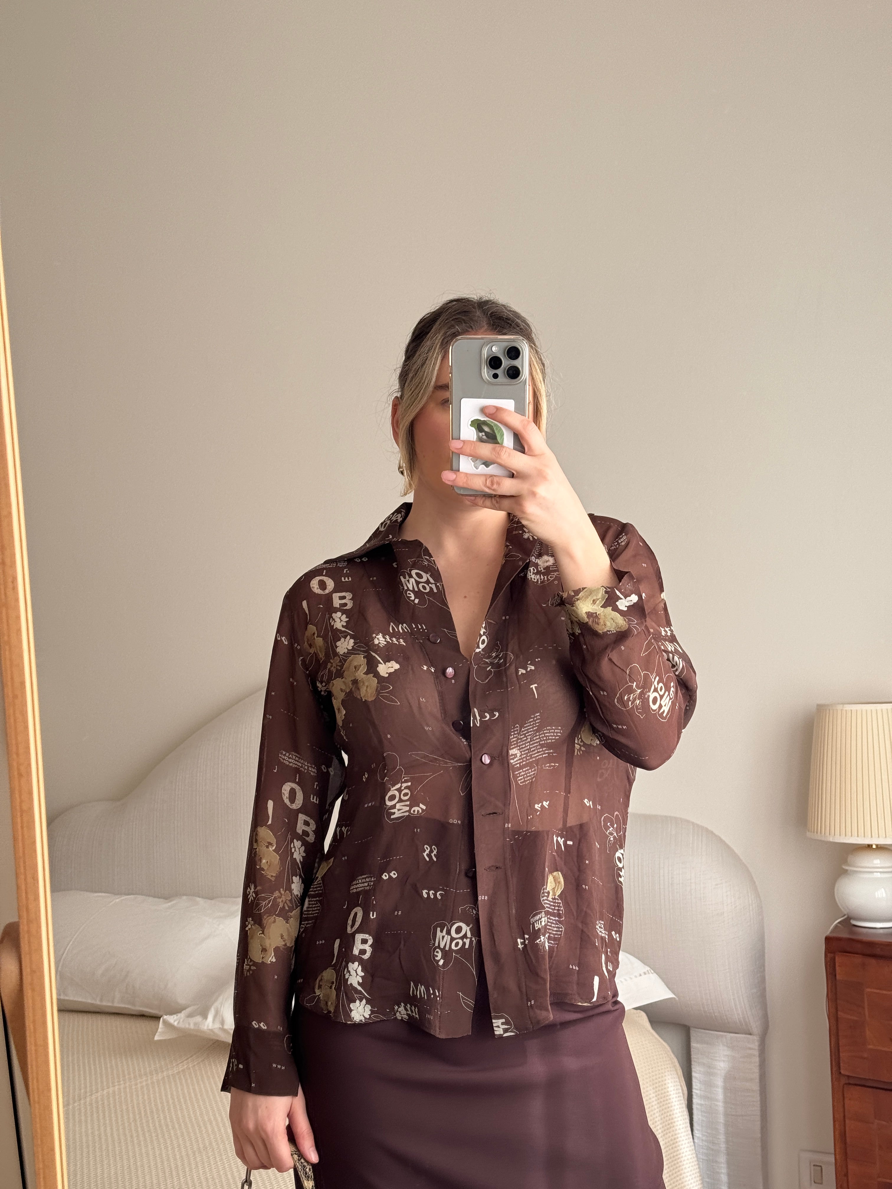 Pure silk chocolate shirt