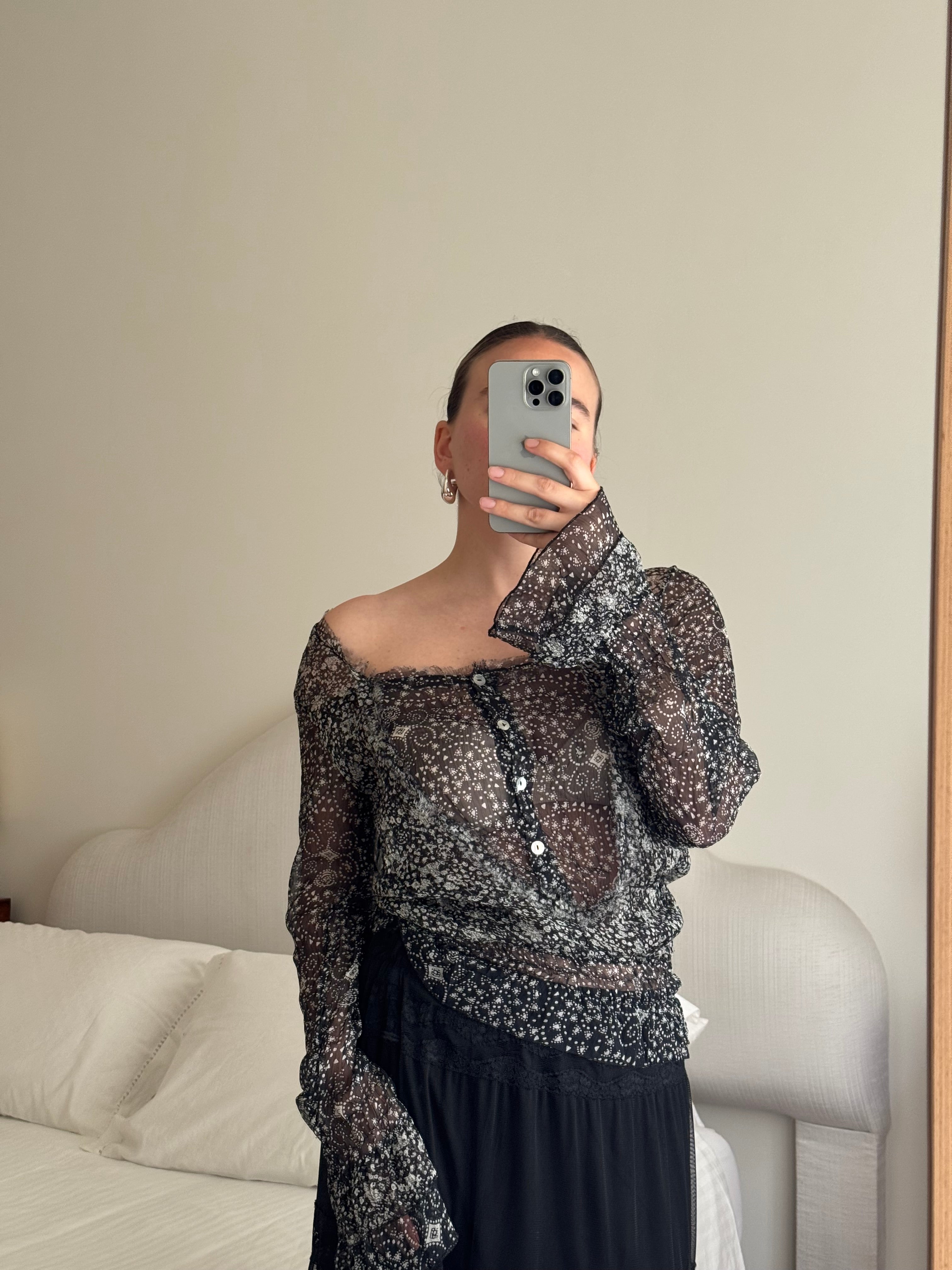 Pure silk printed blouse