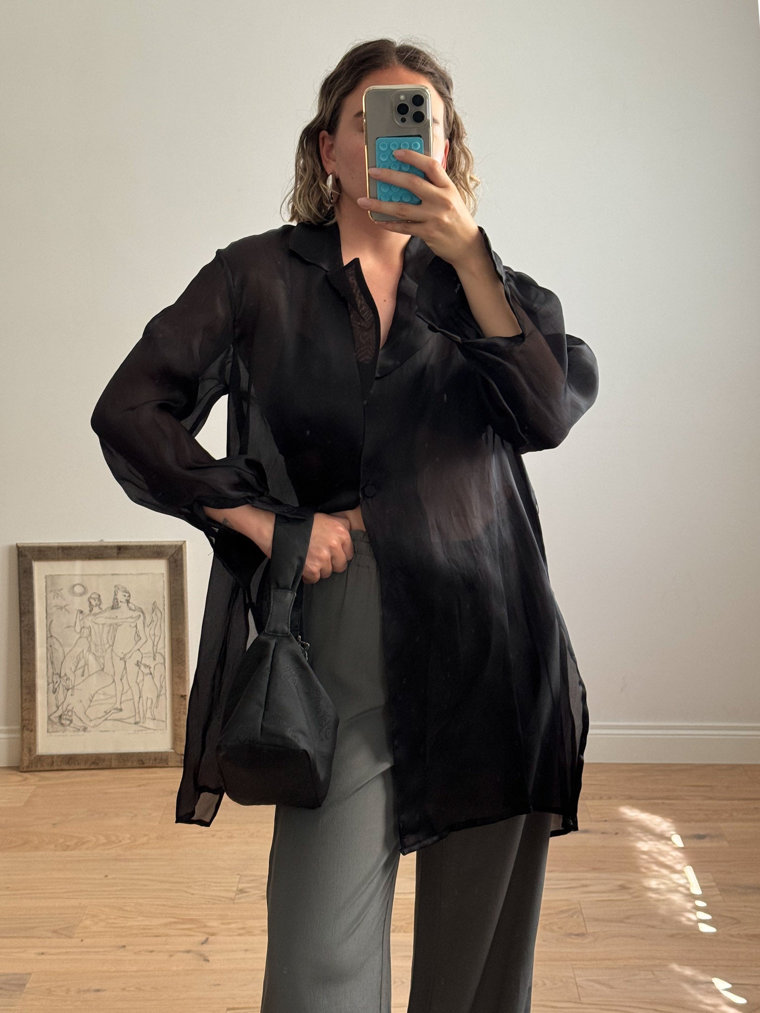 Pure silk black shirt