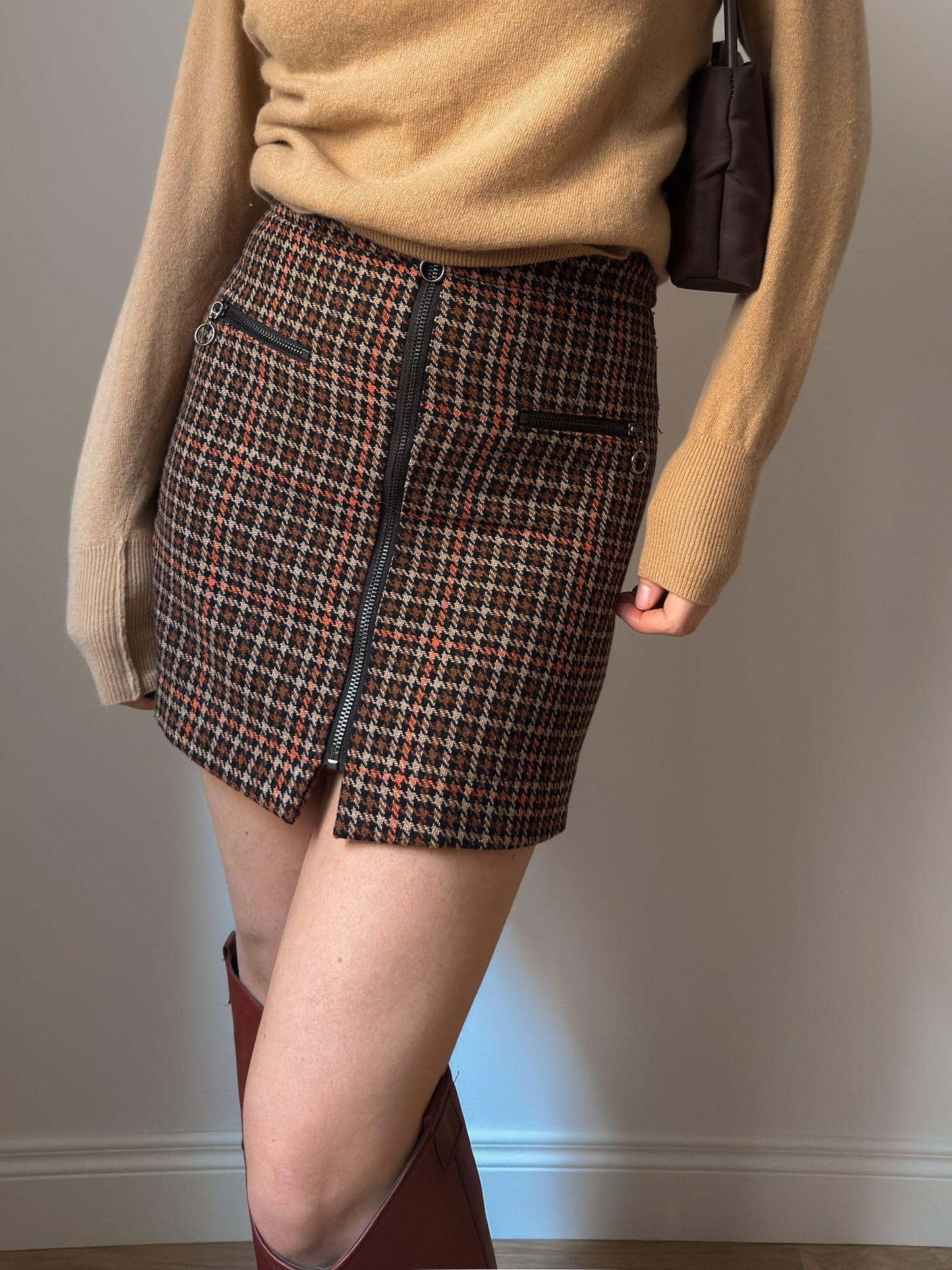 Wool pied de poule skirt