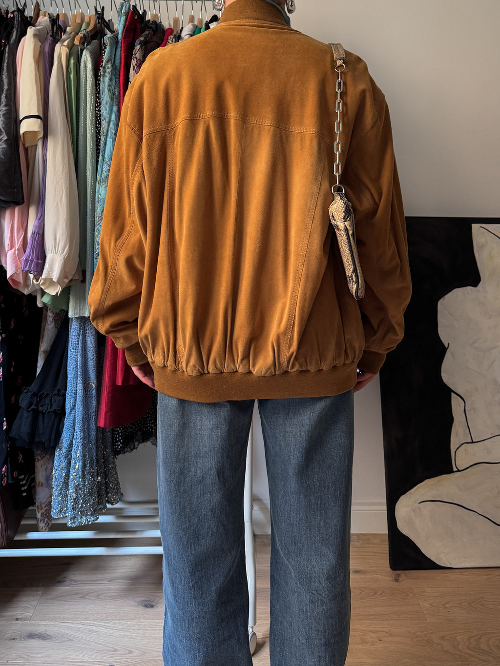 Real suede caramel bomber