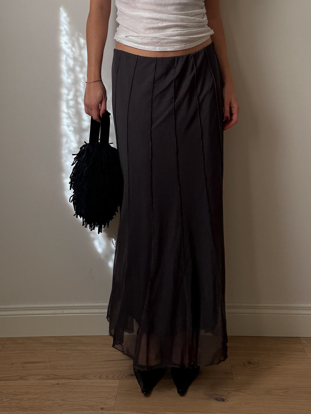 Mesh dark grey skirt