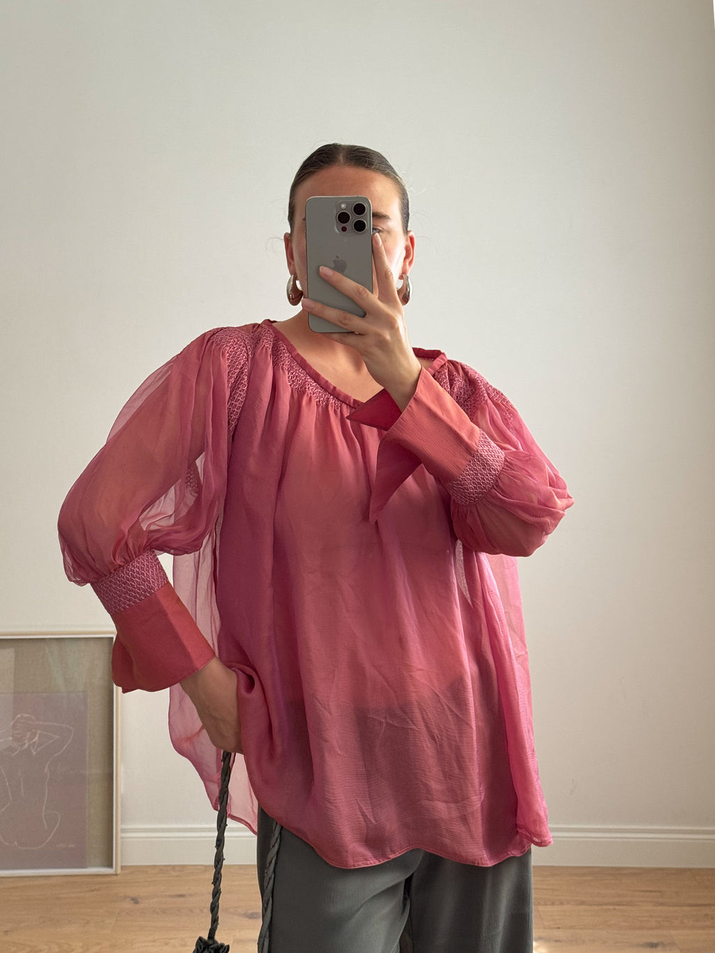 Pure silk mauve blouse