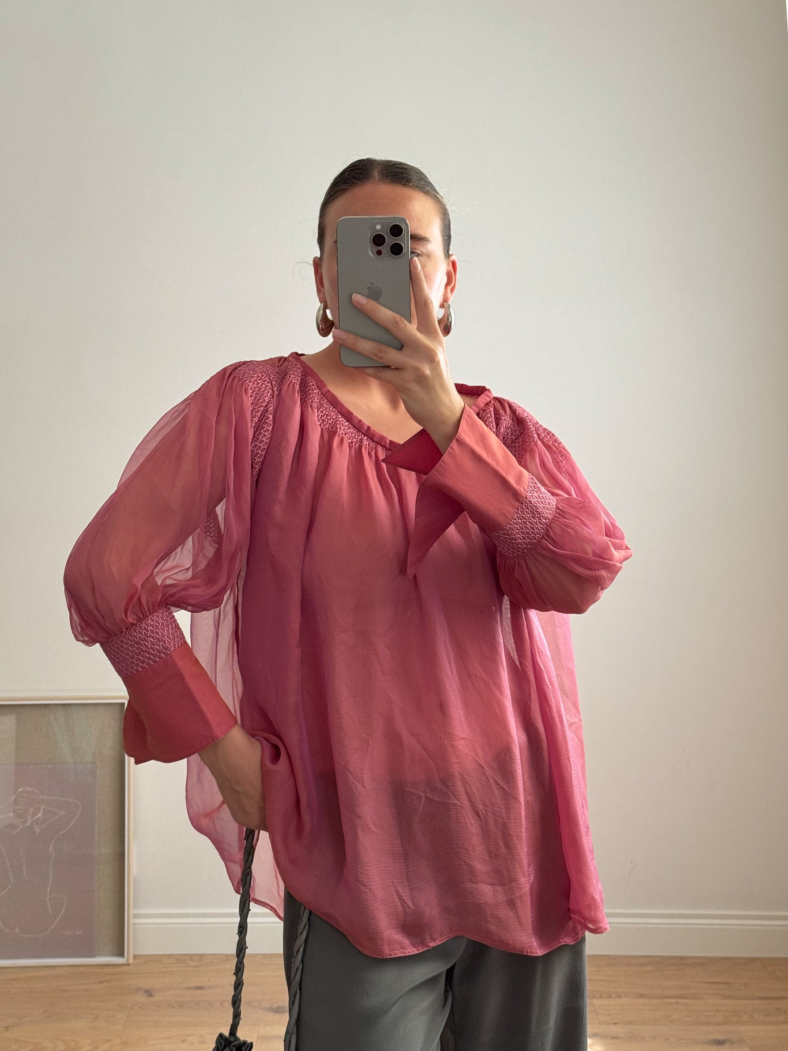 Pure silk mauve blouse