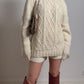 Pure wool embroidered ivory pull