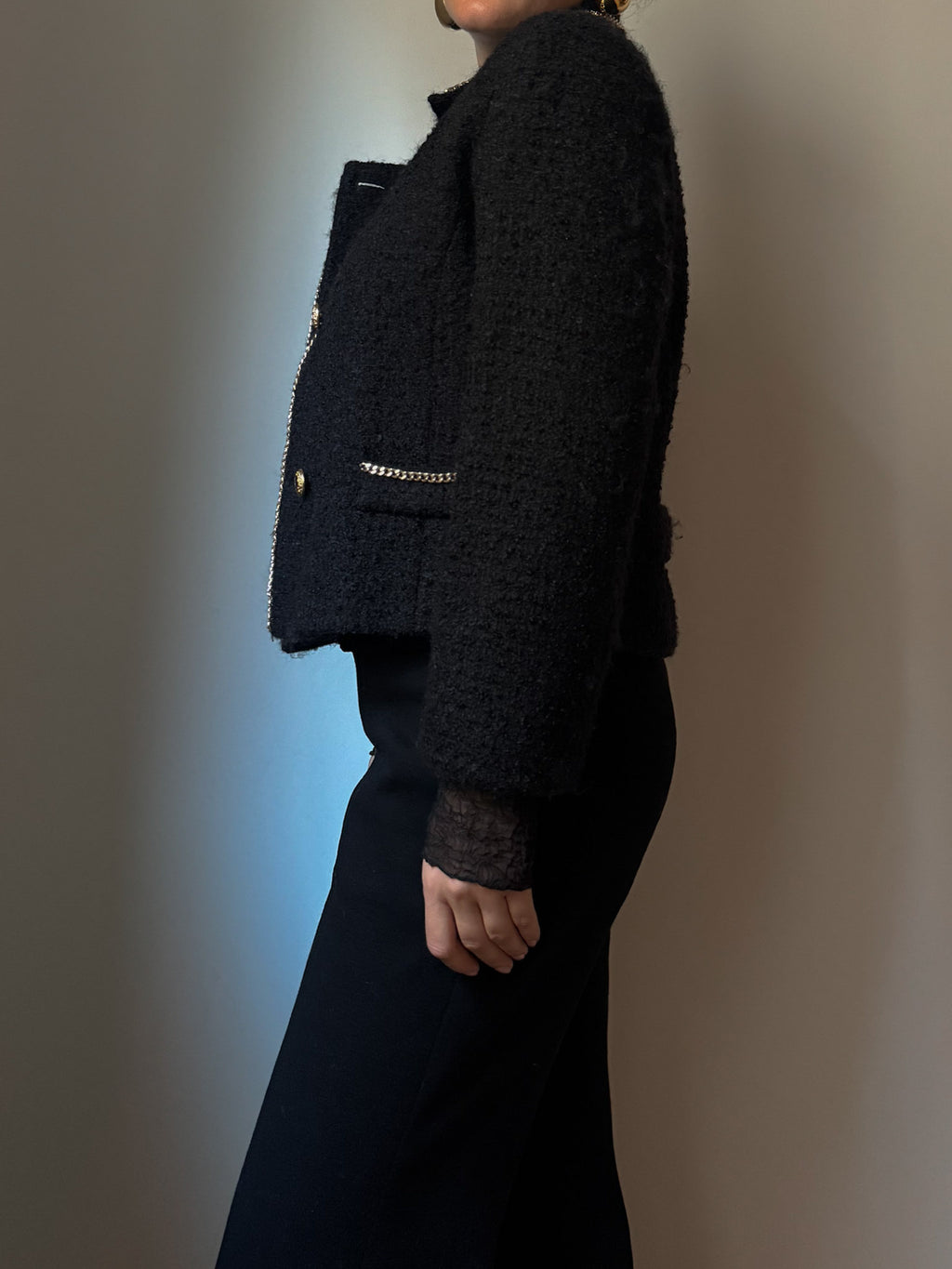 Pure wool bouclè black jacket