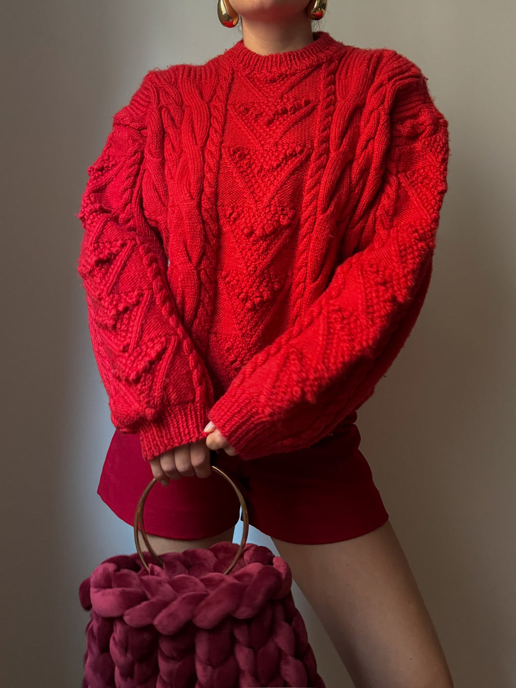 Pure wool red maxi pull