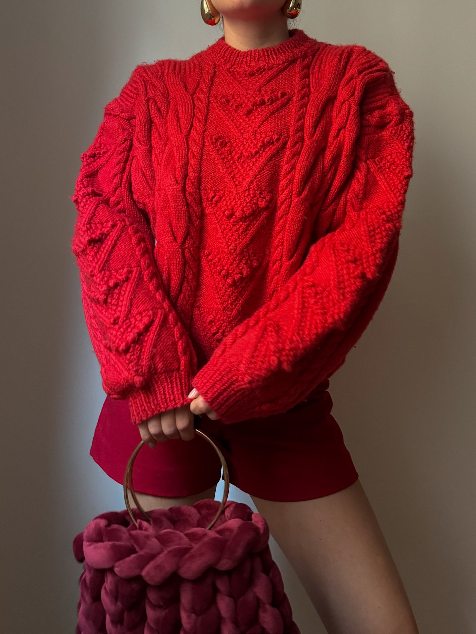 Pure wool red maxi pull