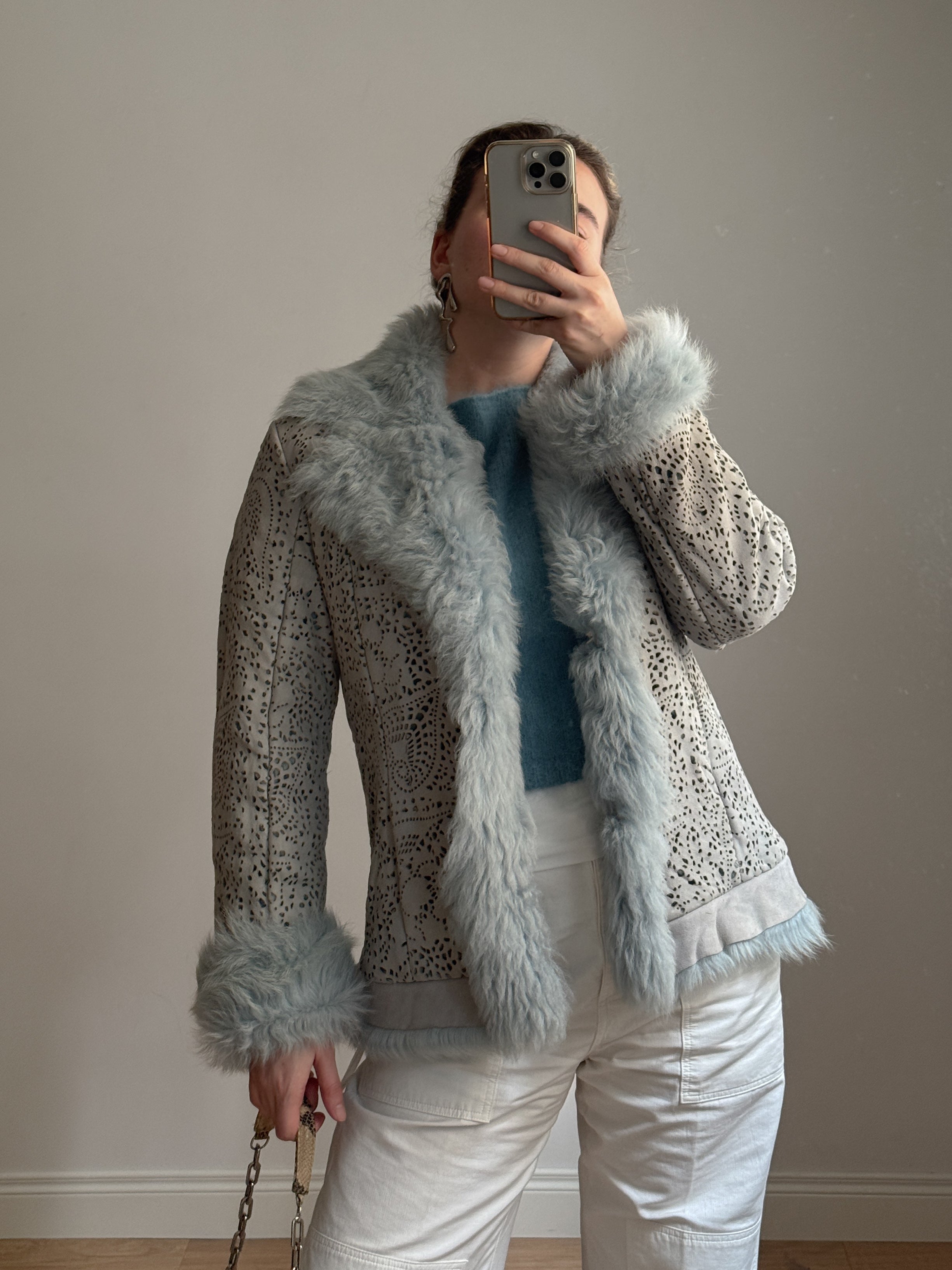 Suede and shearling sky jacket