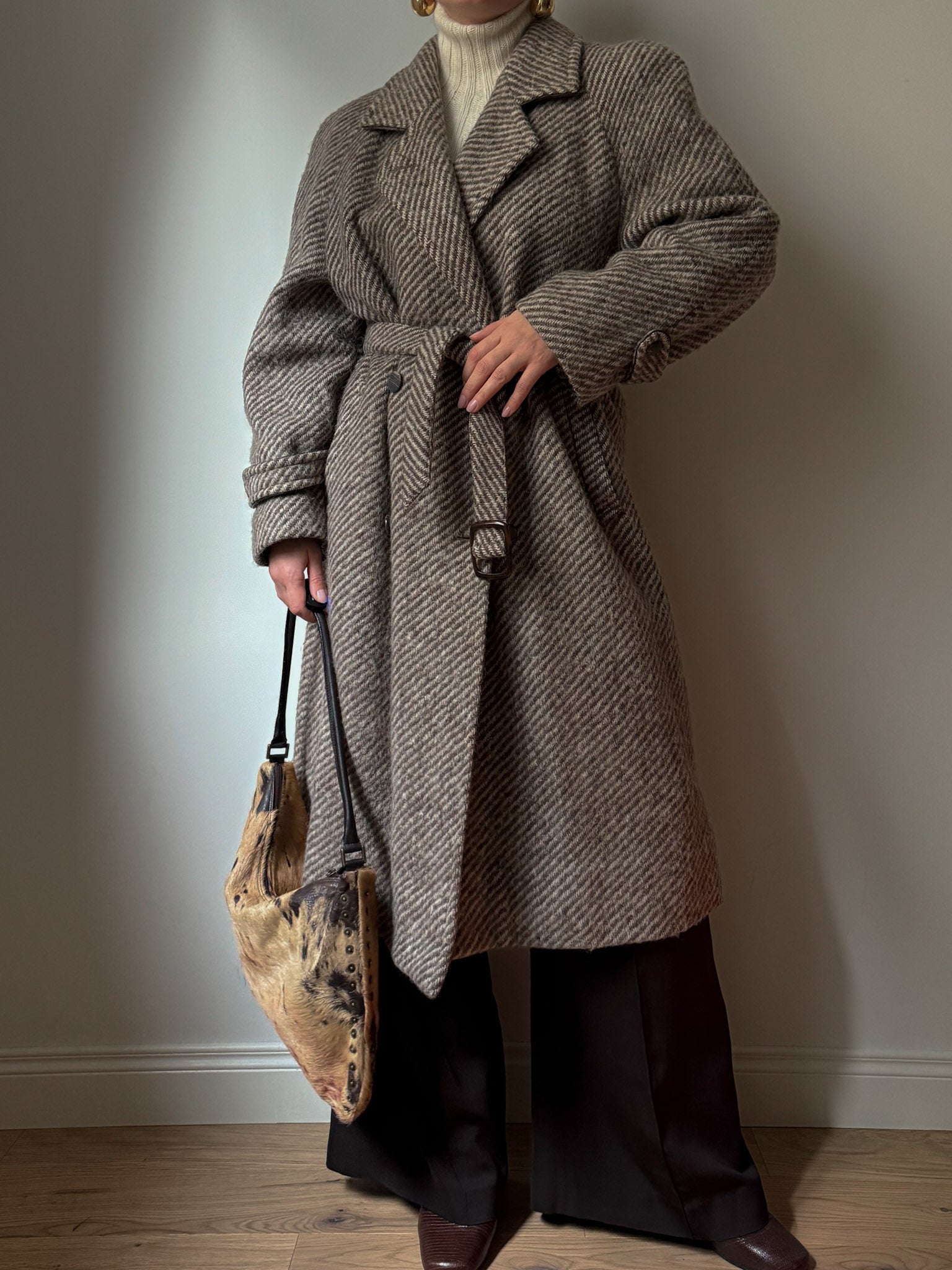 Pure wool herringbone coat
