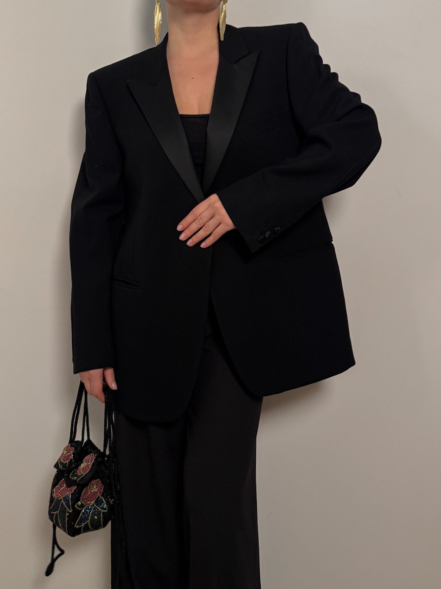 Merino wool and silk black blazer