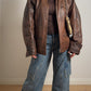 Real leather distressed jacket