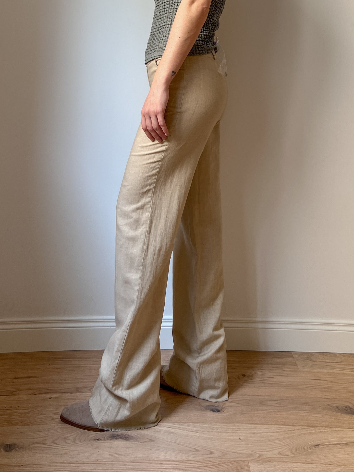 Linen and cotton beige pants