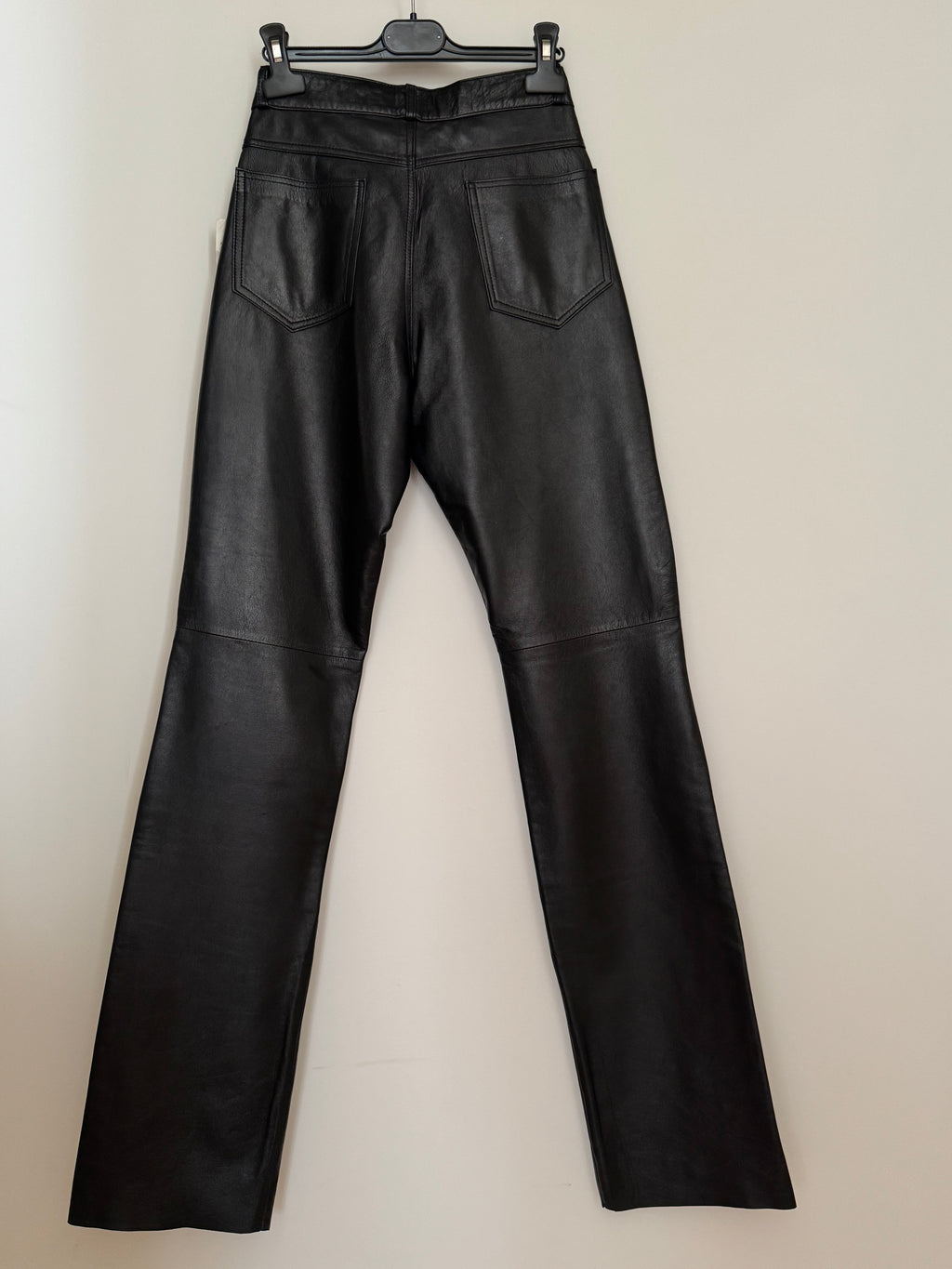Real leather black pants