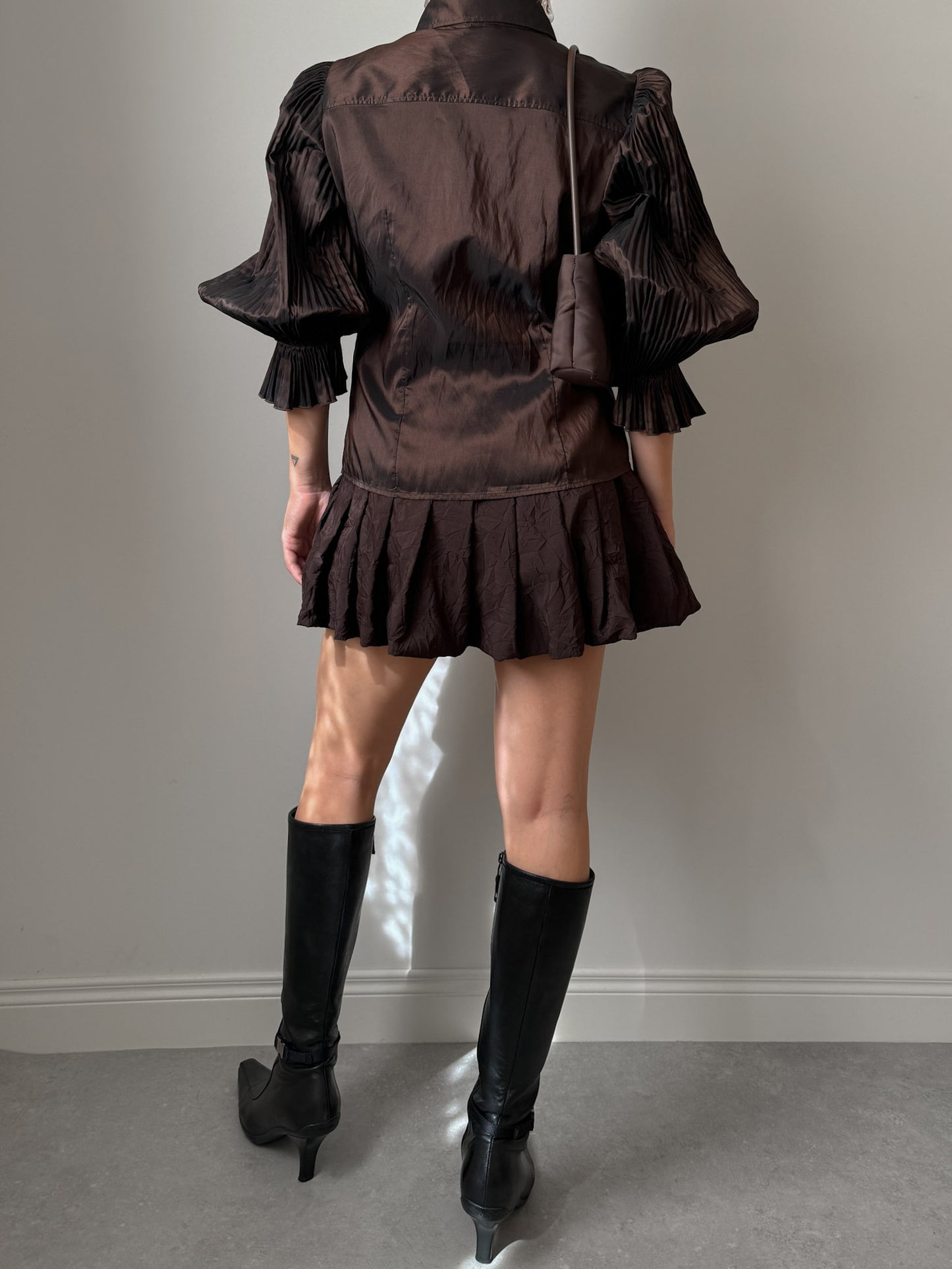 Metallic chocolate blouse