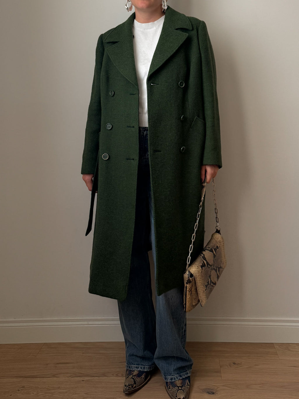 Pure new wool green coat