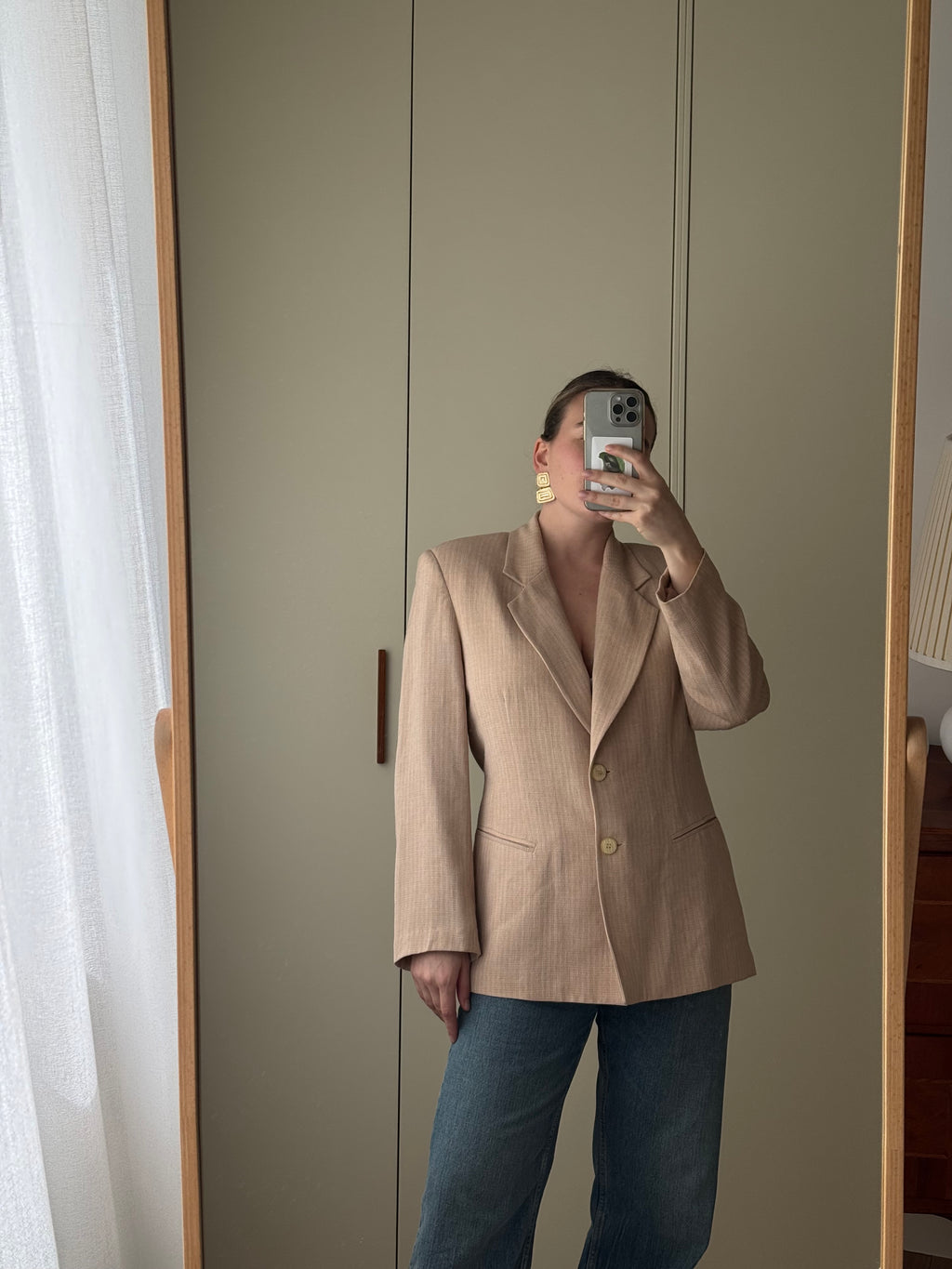 Viscose and wool pink blazer