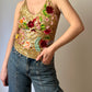 Floral sequins gold top