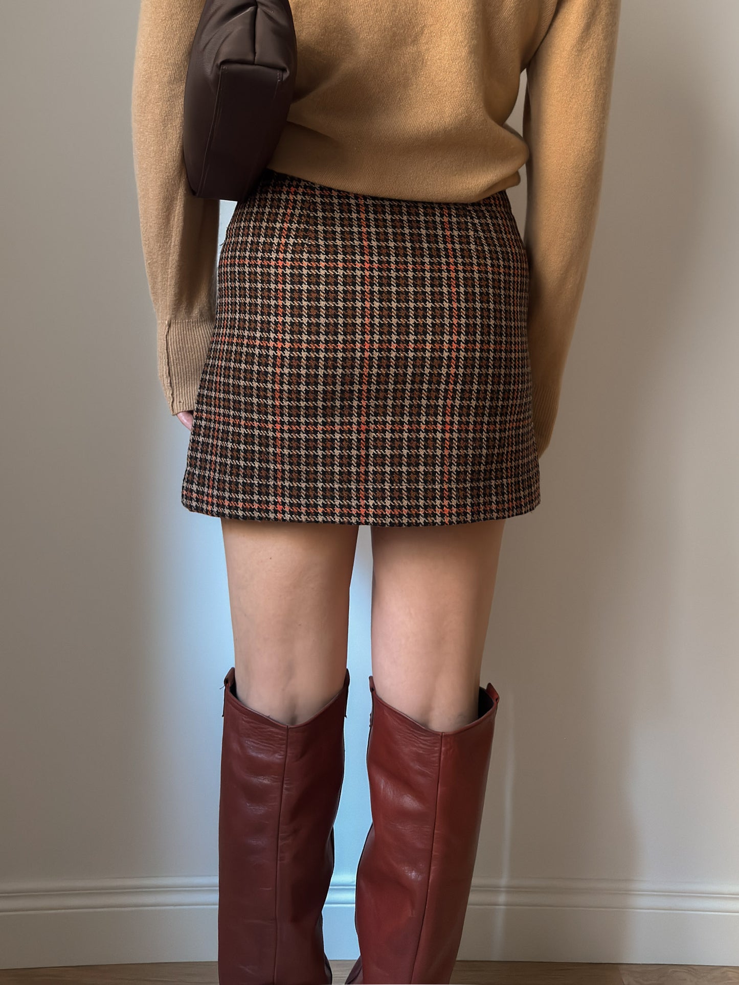 Wool pied de poule skirt