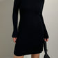 Pure wool black turtleneck dress