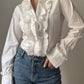 Pure cotton rouches blouse