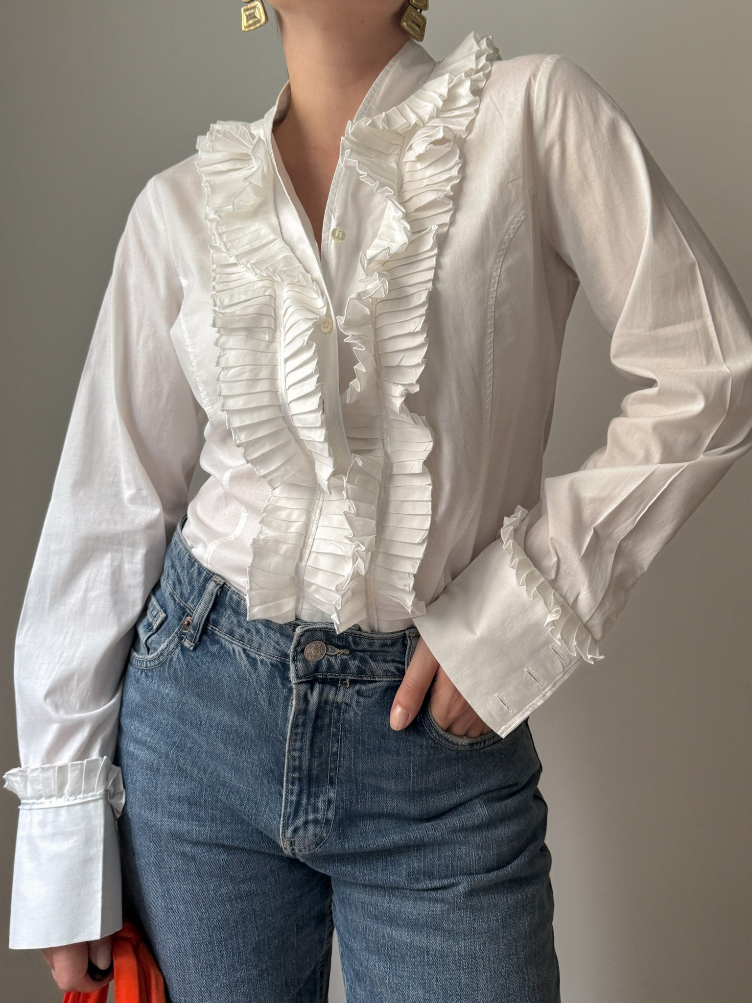 Pure cotton rouches blouse