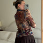 Pure silk rouches printed shirt